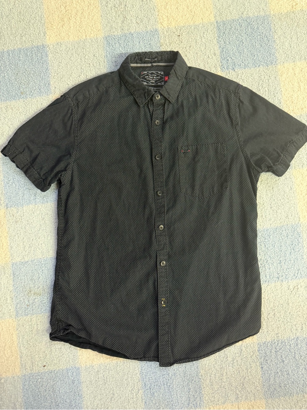 Slim Fit Black Dotted Men's Button-Up Shirt